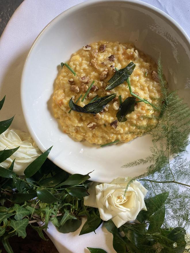 Butternut Squash Risotto with Walnuts and Garnish
