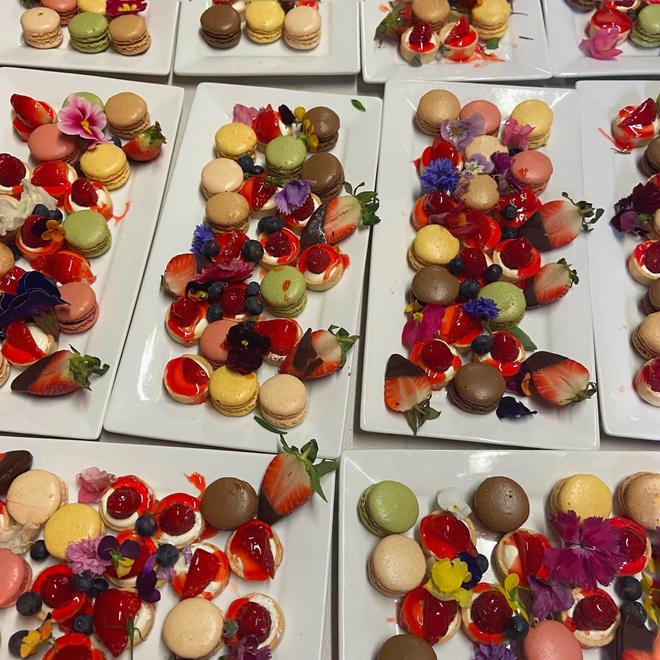 Macaron and Berry Plated Desserts