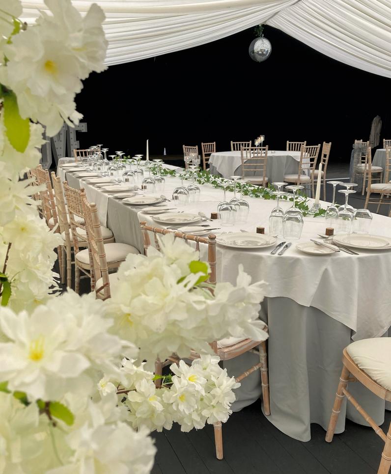 White Wedding Venue Tables